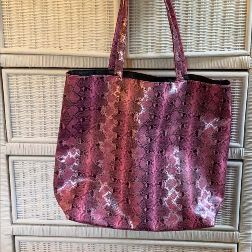 Pink snakeskin tote